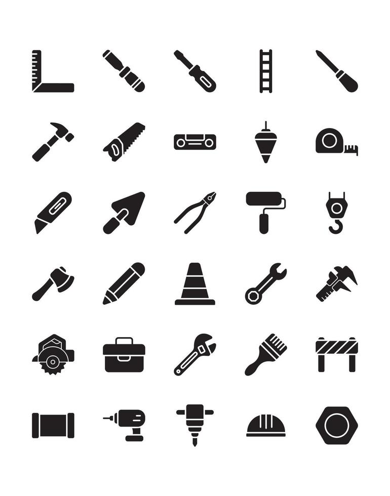 Repair tools Icon Set 30 isolated on white background vector