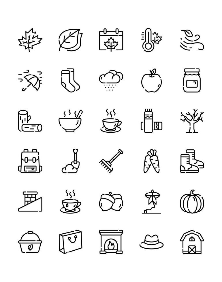 Autumn Icon Set 30 isolated on white background vector