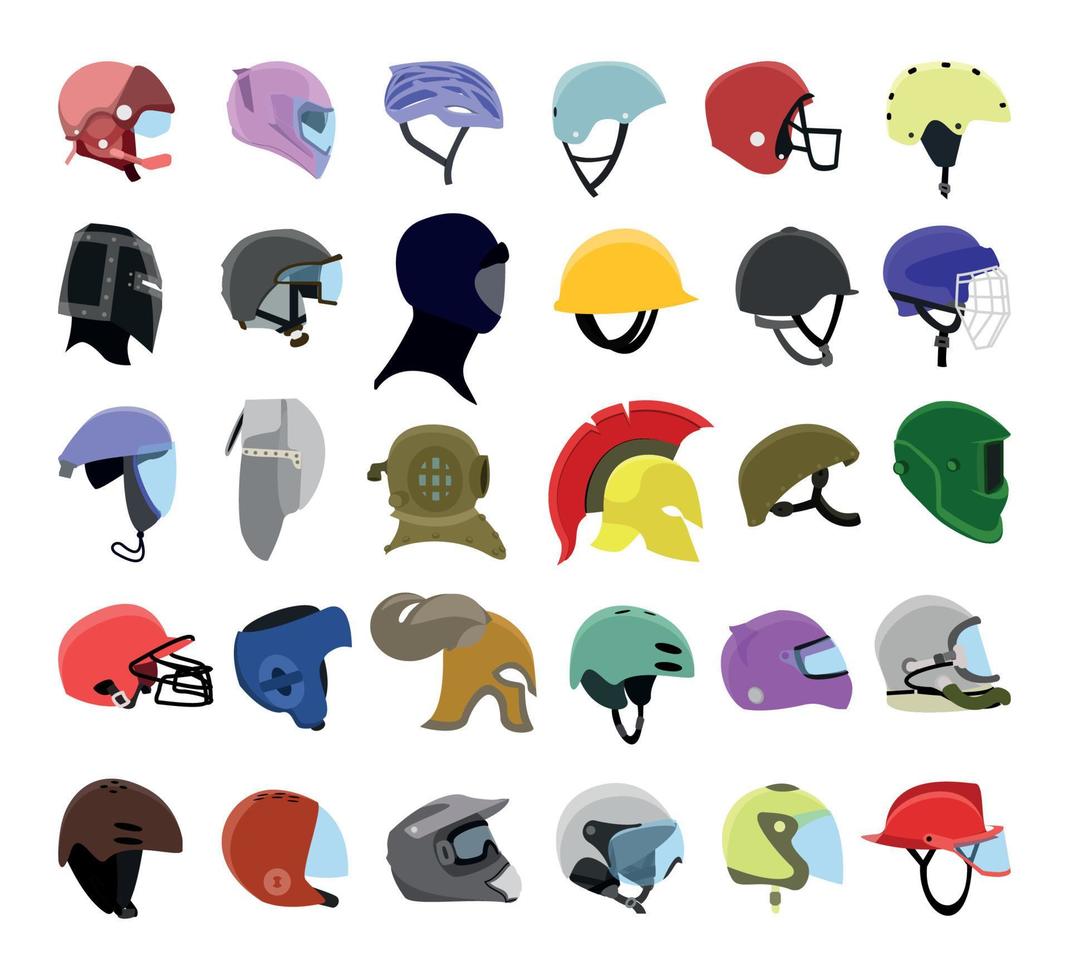 Set of Helmets vector