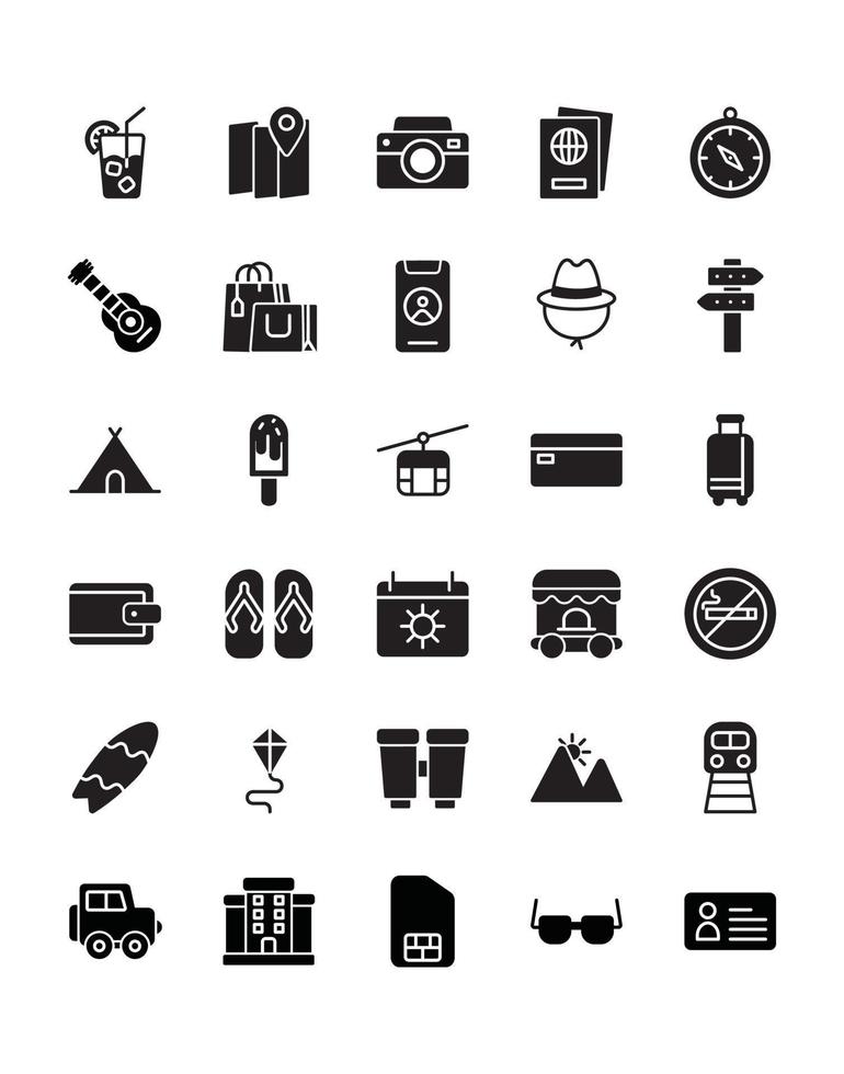 Travel and holidays Icon Set 30 isolated on white background vector