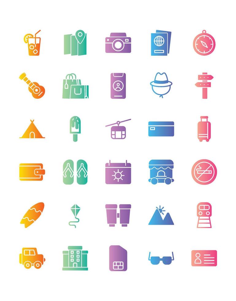 Travel and holidays Icon Set 30 isolated on white background vector