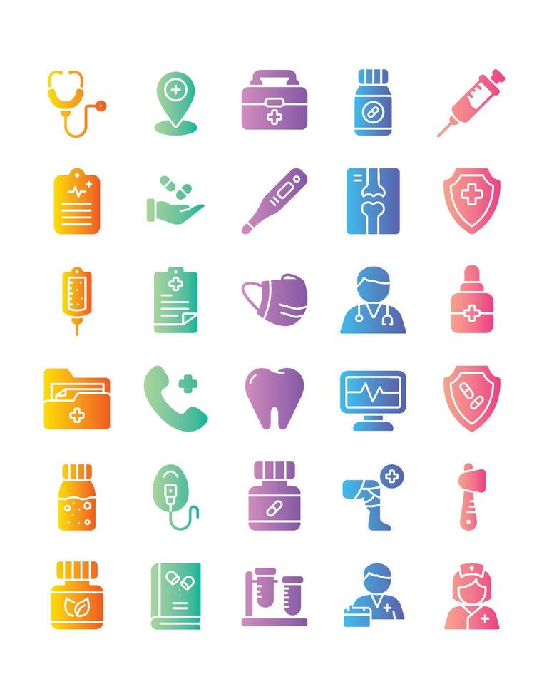 Medicine Icon Set 30 isolated on white background vector