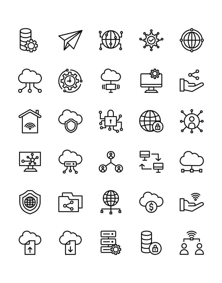 Networking Icon Set 30 isolated on white background vector