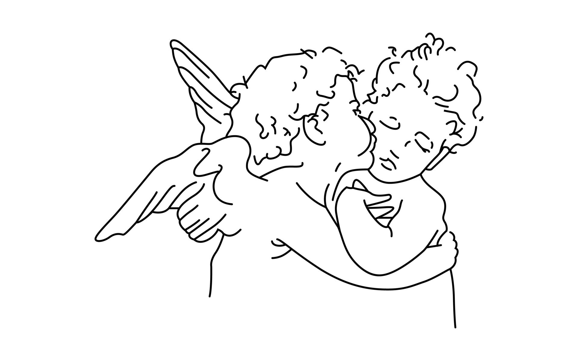 Angel hug outline vector illustration 10561968 Vector Art at Vecteezy