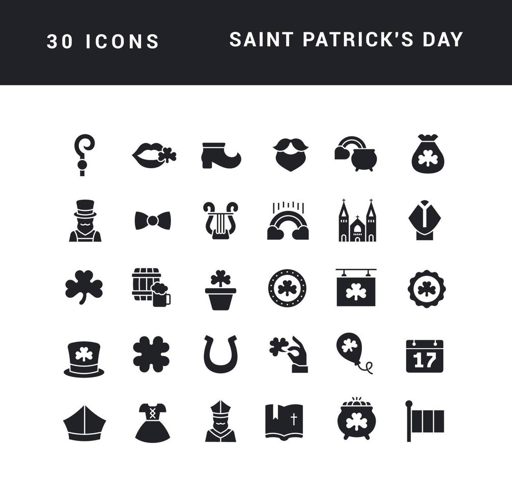 conjunto de íconos simples del día de san patricio vector