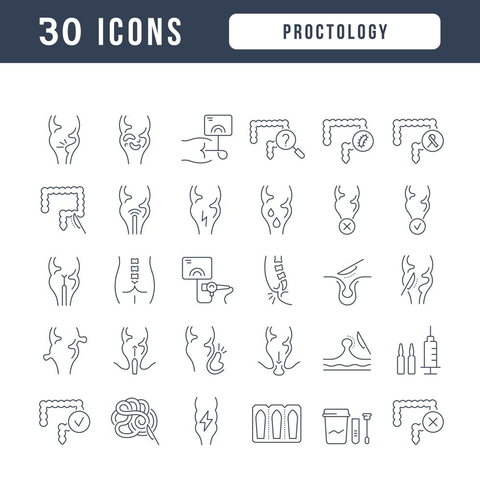 Set of linear icons of Proctology vector