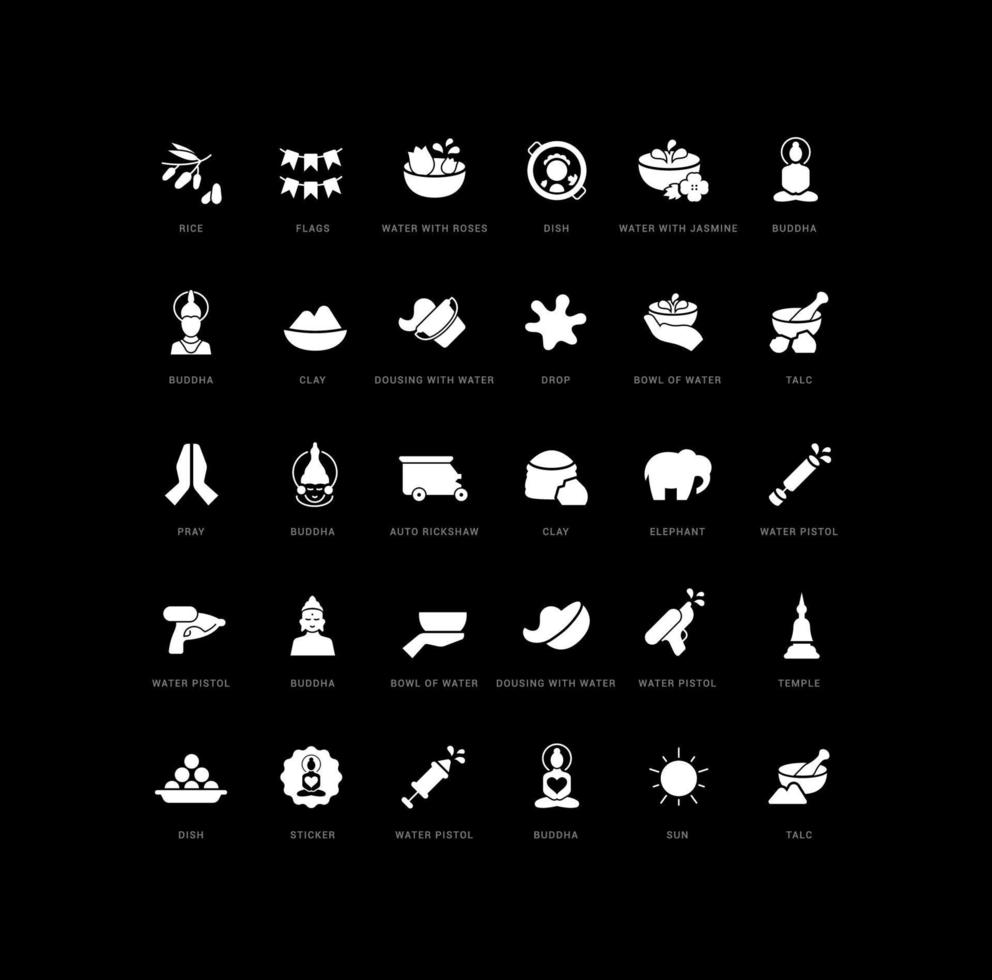 Vector Simple Icons of Songkran