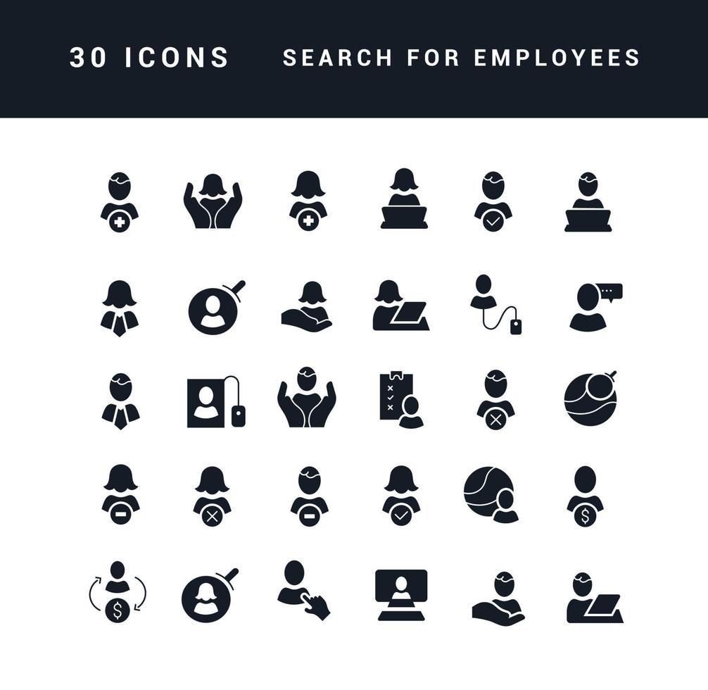 vector iconos simples de búsqueda de empleados