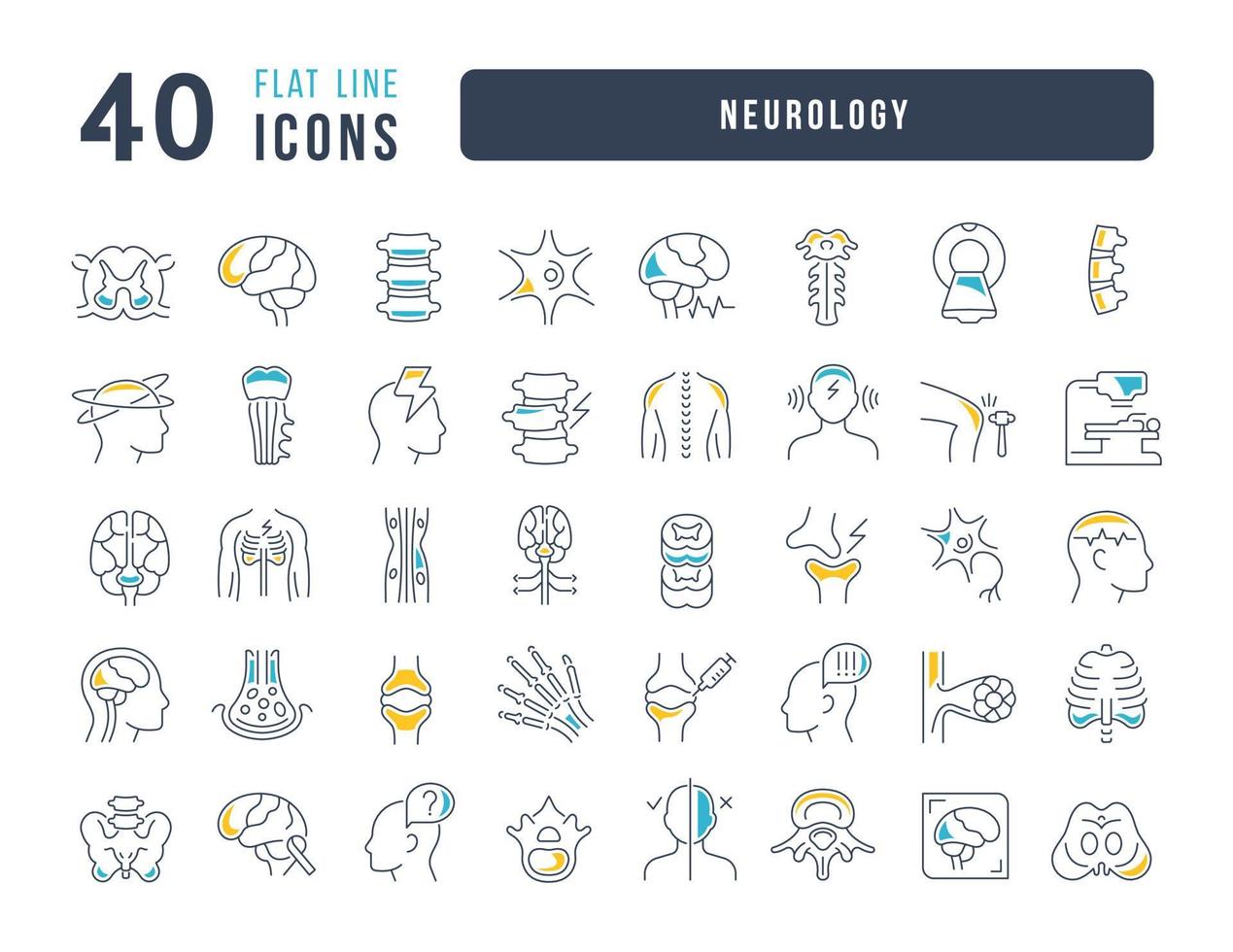 Set of linear icons of Neurology vector