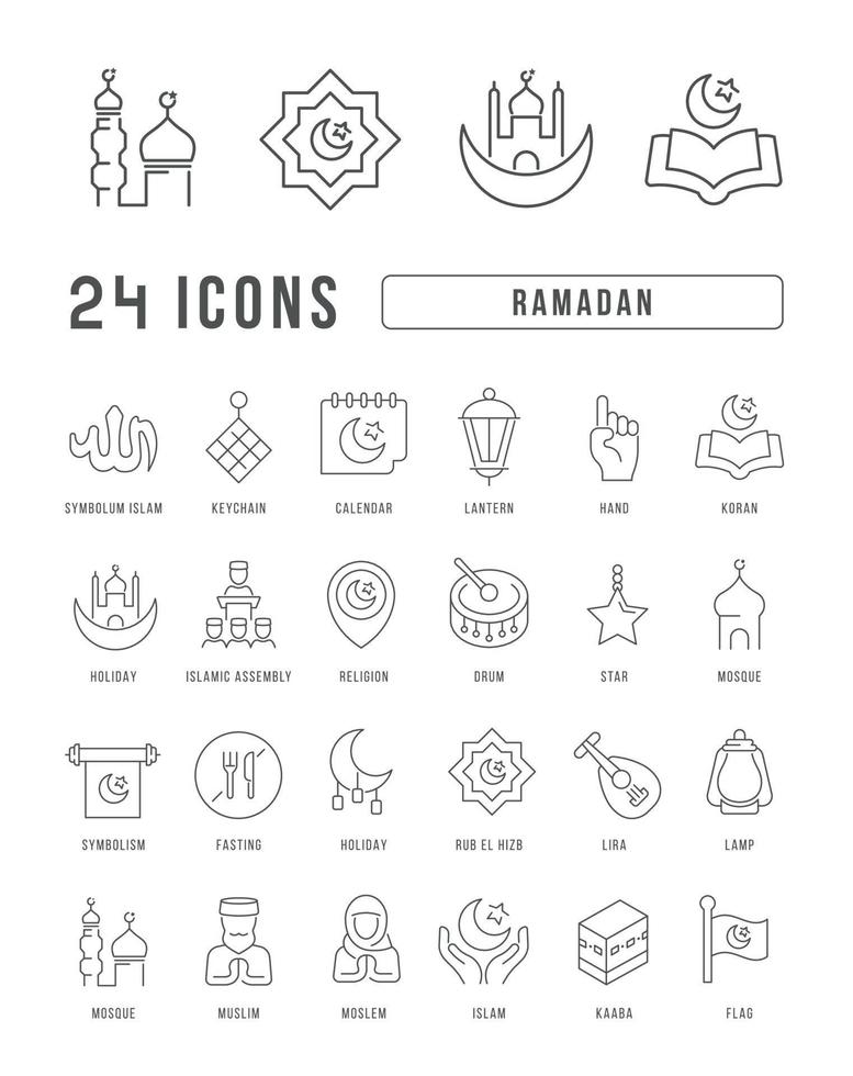 Vector Line Icons of Ramadan