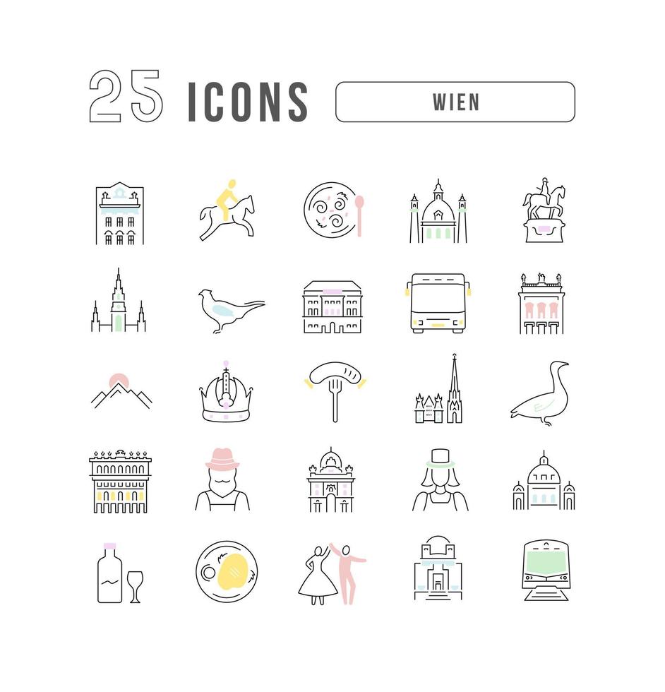 Set of linear icons of Wien vector