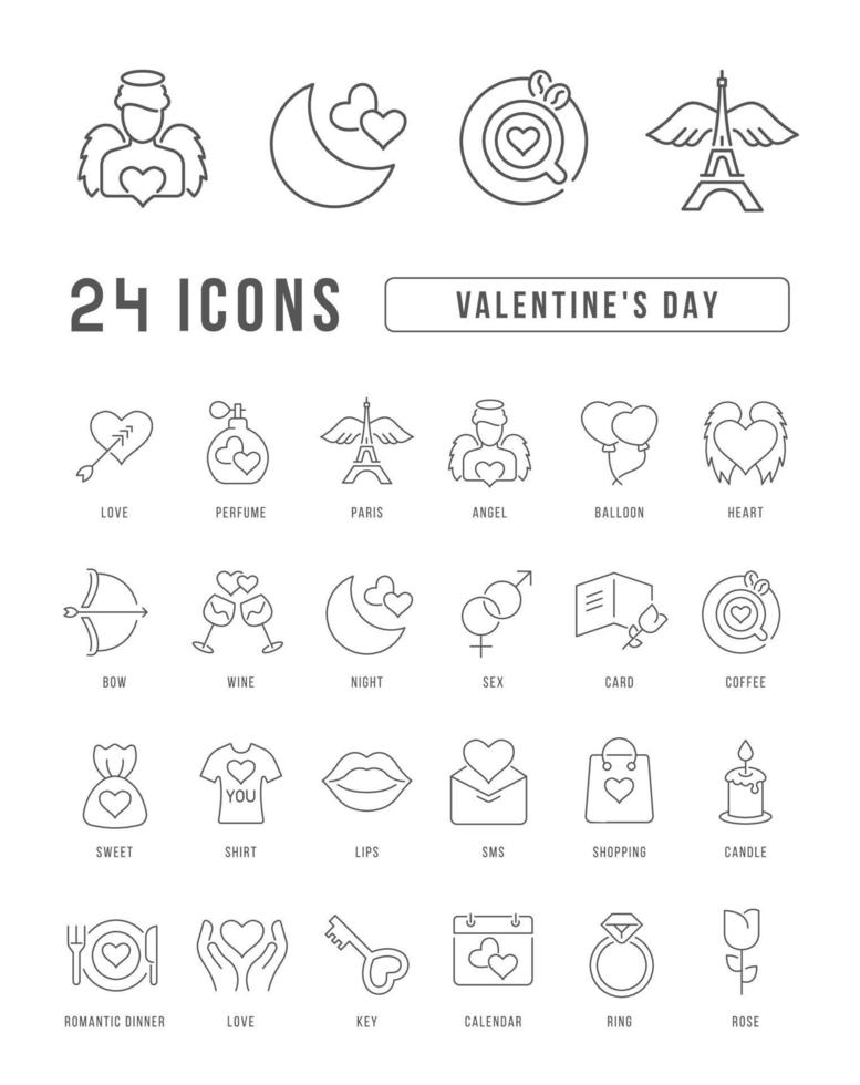 iconos de línea vectorial del día de san valentín vector