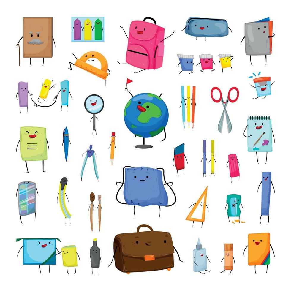 Stationery Characters Set vector