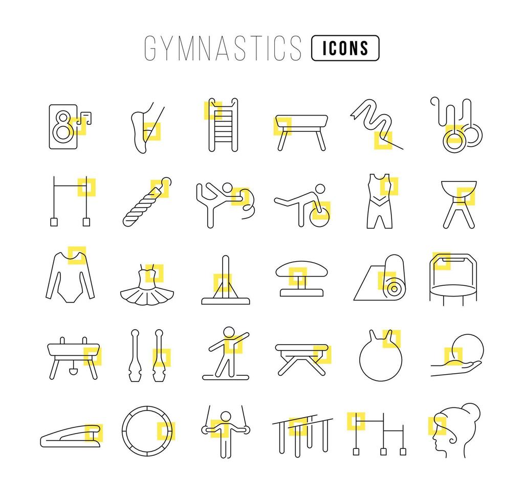 conjunto de iconos lineales de gimnasia vector