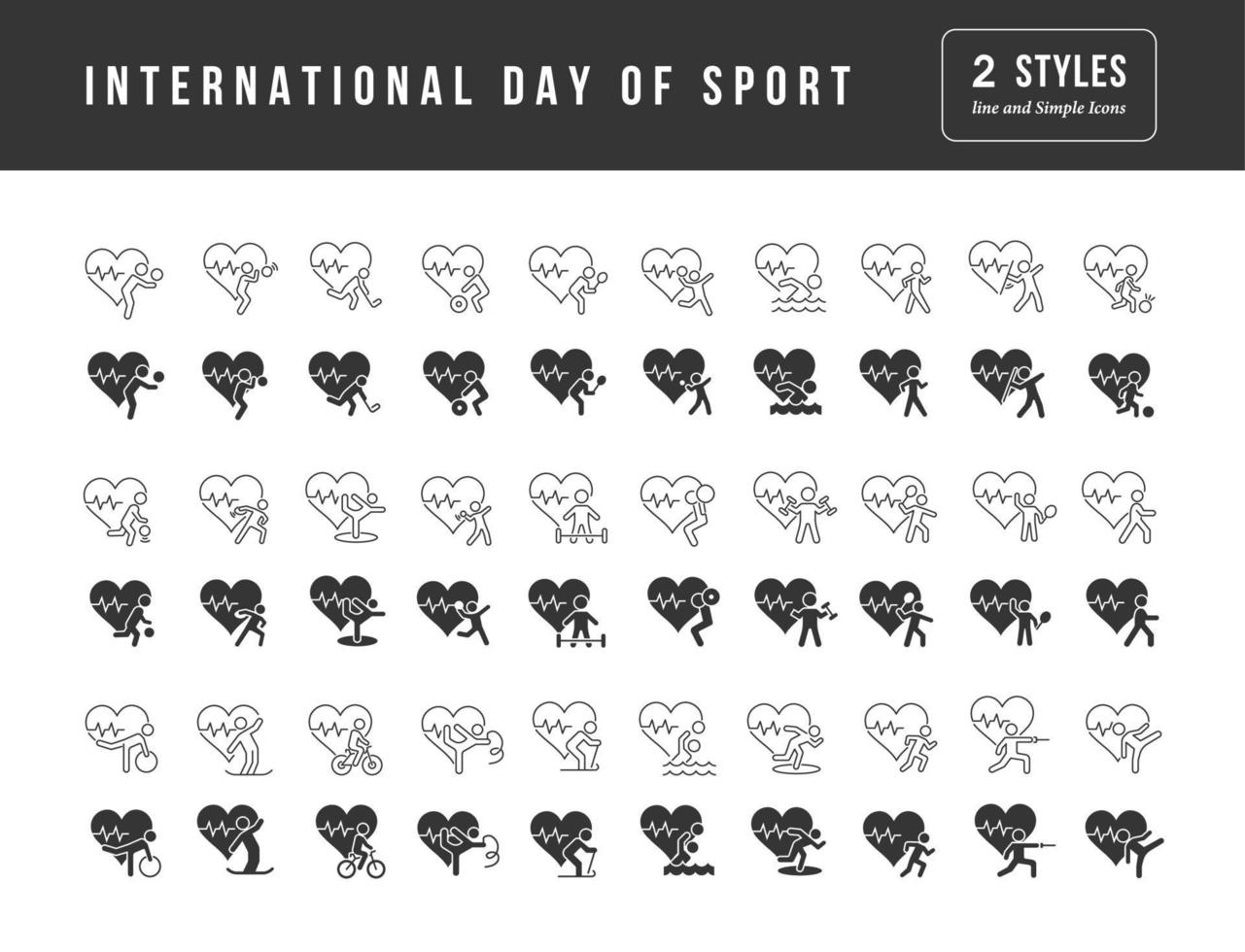 vector iconos simples del día internacional del deporte