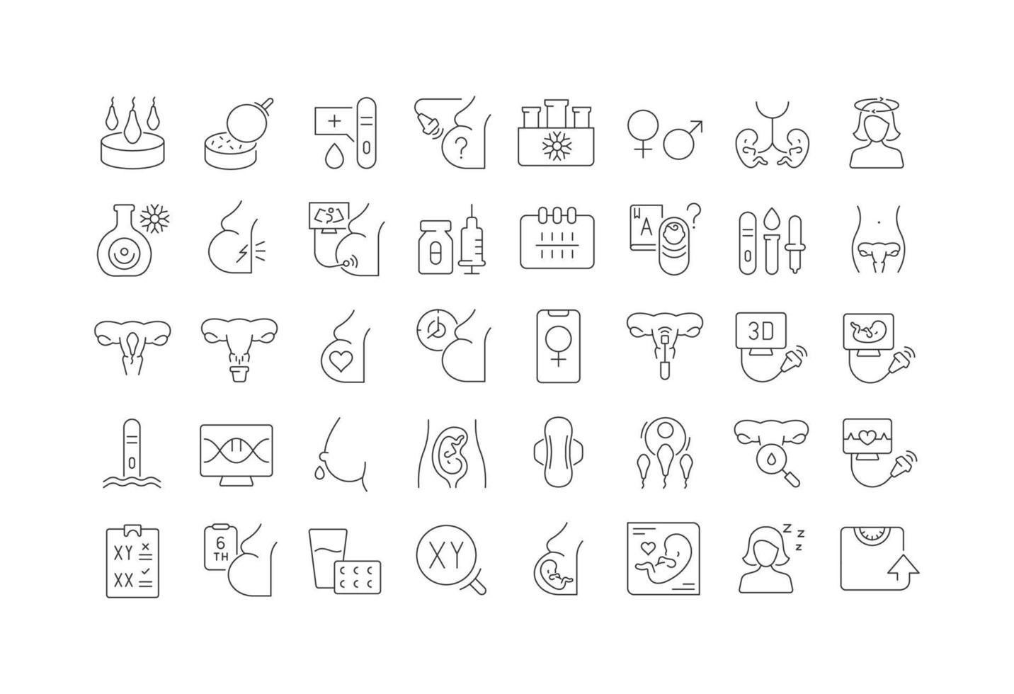 Set of linear icons of Pregnancy vector