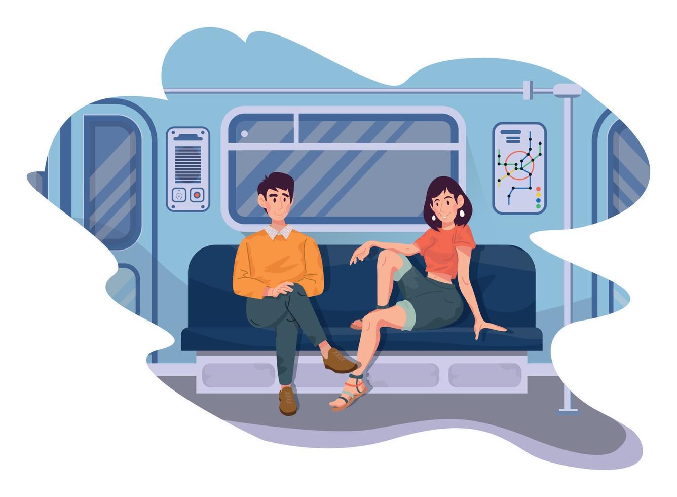 The Couple are Meeting on the Subway vector