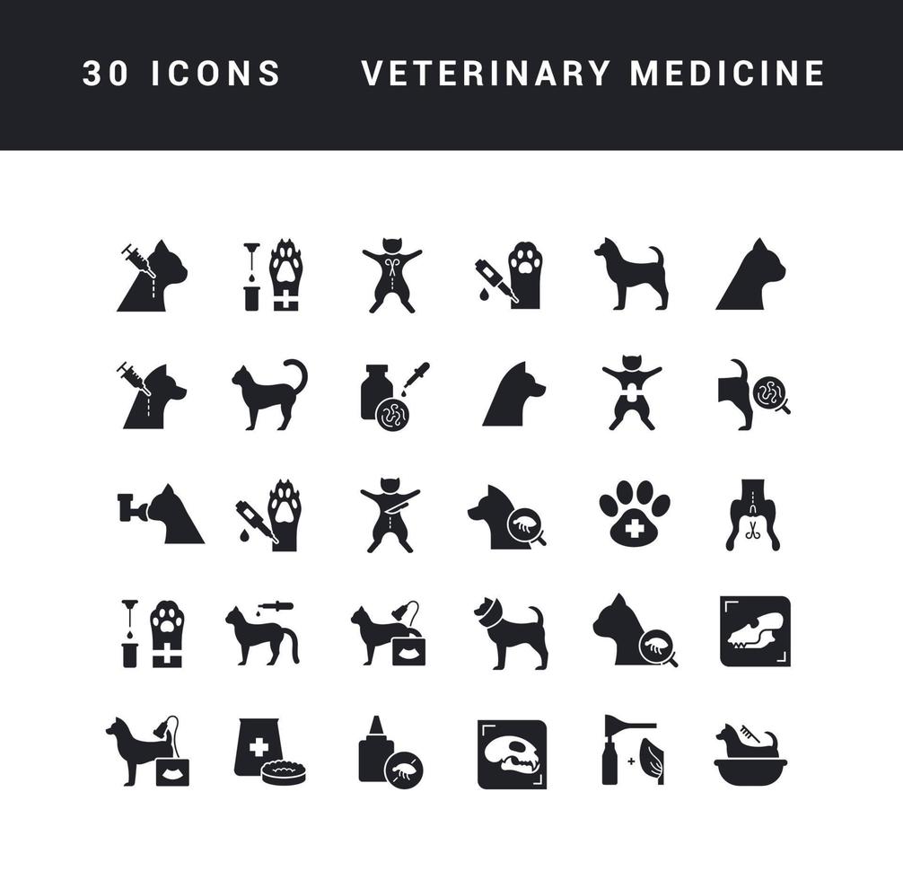 Set of simple icons of Veterinary Medicine vector