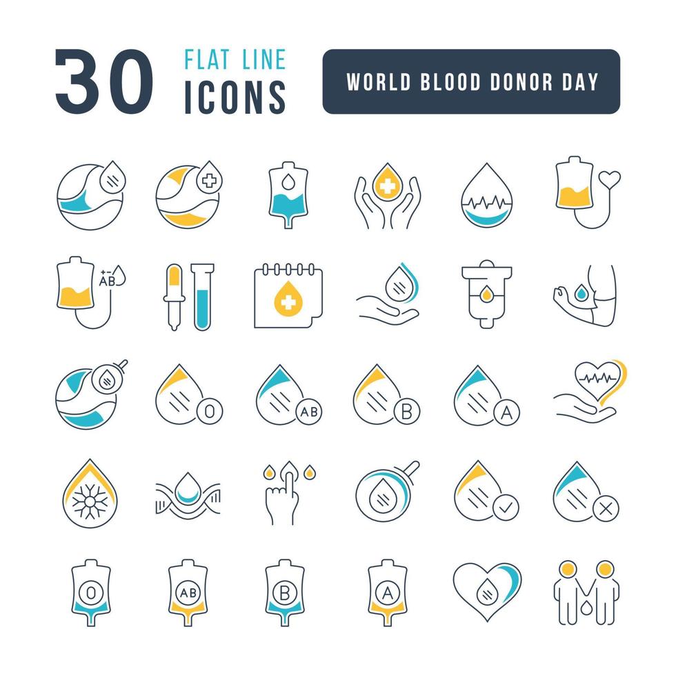 Vector Line Icons of World Blood Donor Day