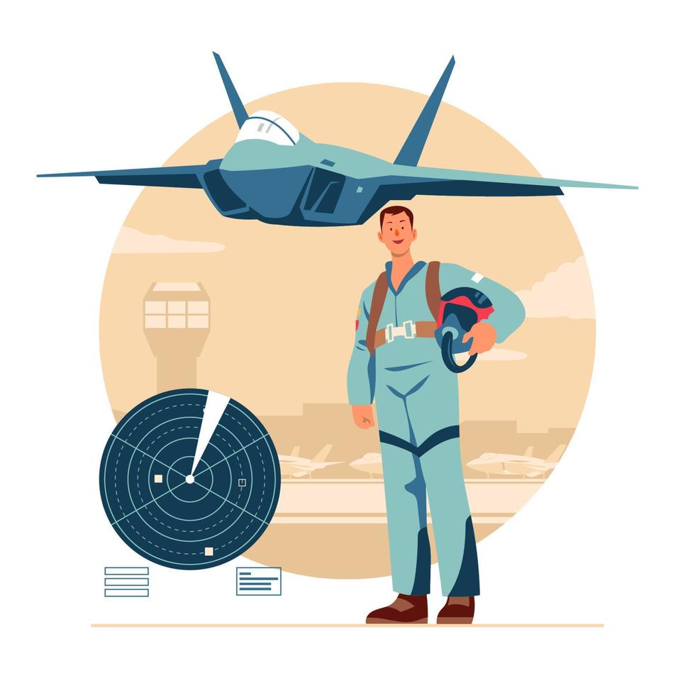 Fighter Jet Pilot Character vector