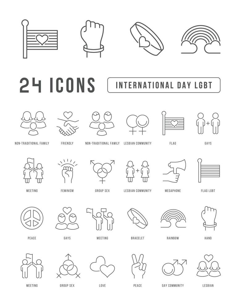 Vector Line Icons of International Day LGBT