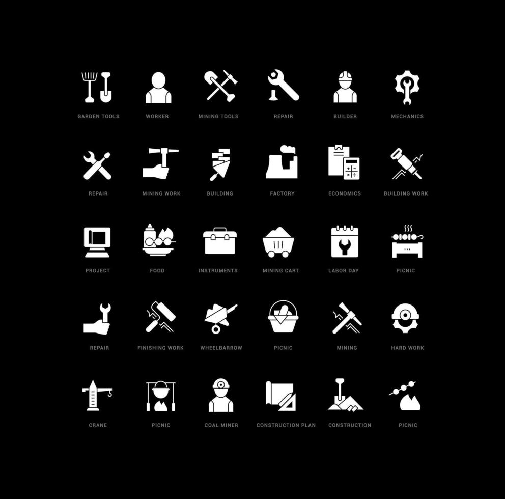 Set of simple icons of Labor Day vector