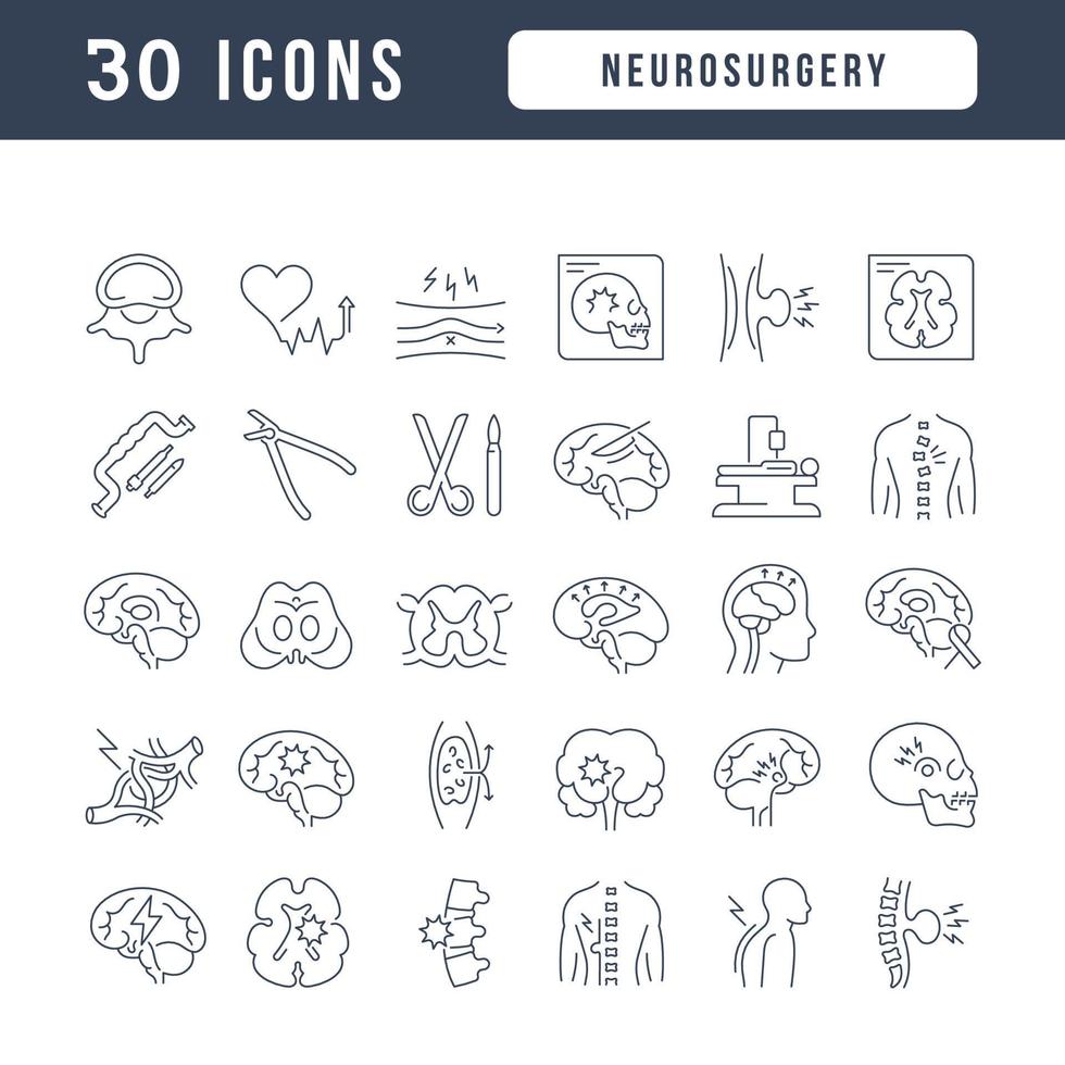 Set of linear icons of Neurosurgery vector