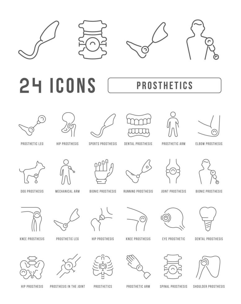 Set of linear icons of Prosthetics vector