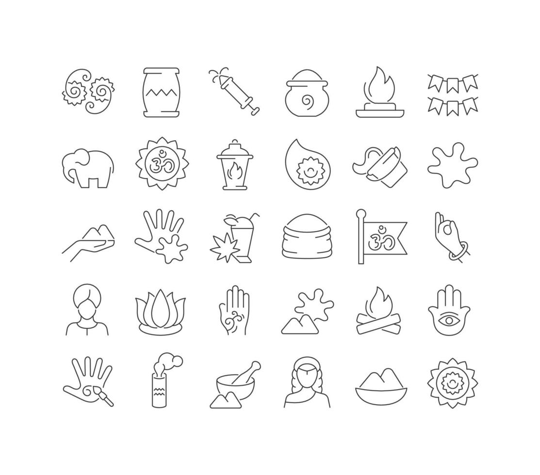 iconos de línea vectorial de holi vector