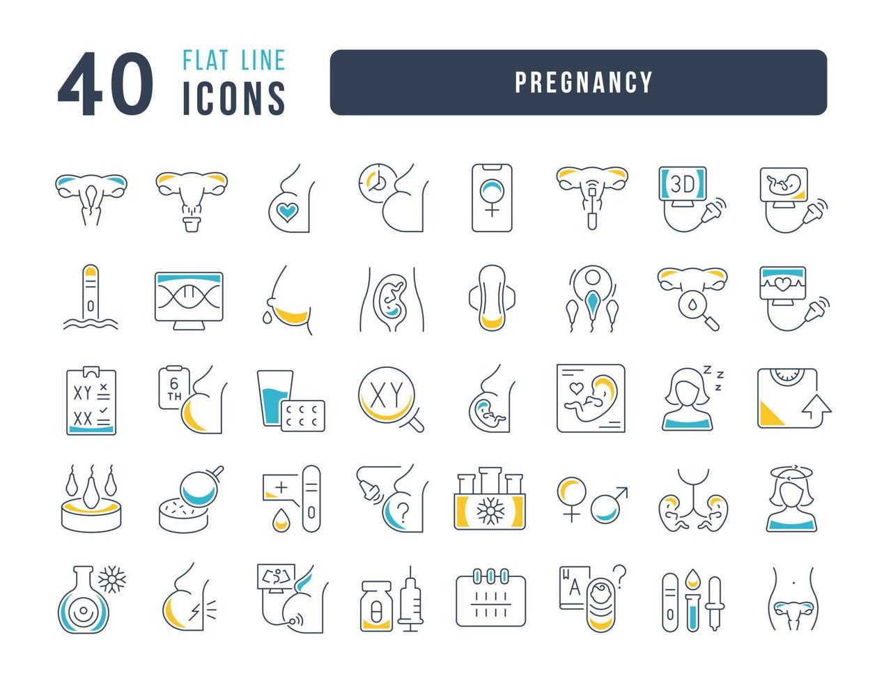 Set of linear icons of Pregnancy vector
