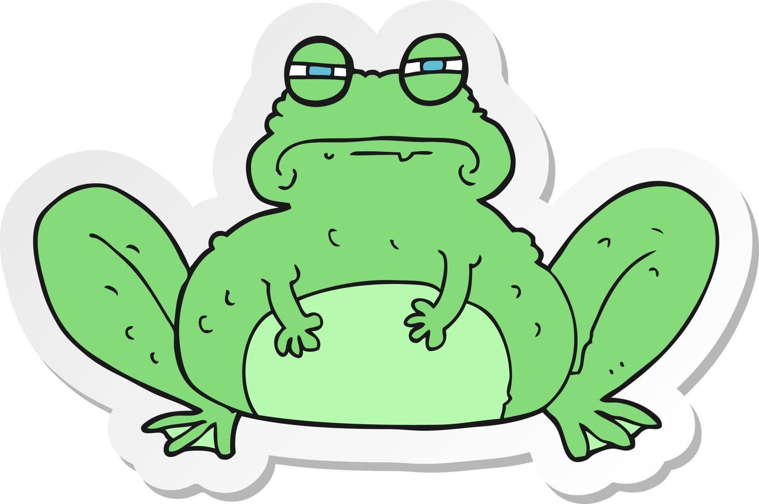 sticker of a cartoon frog vector