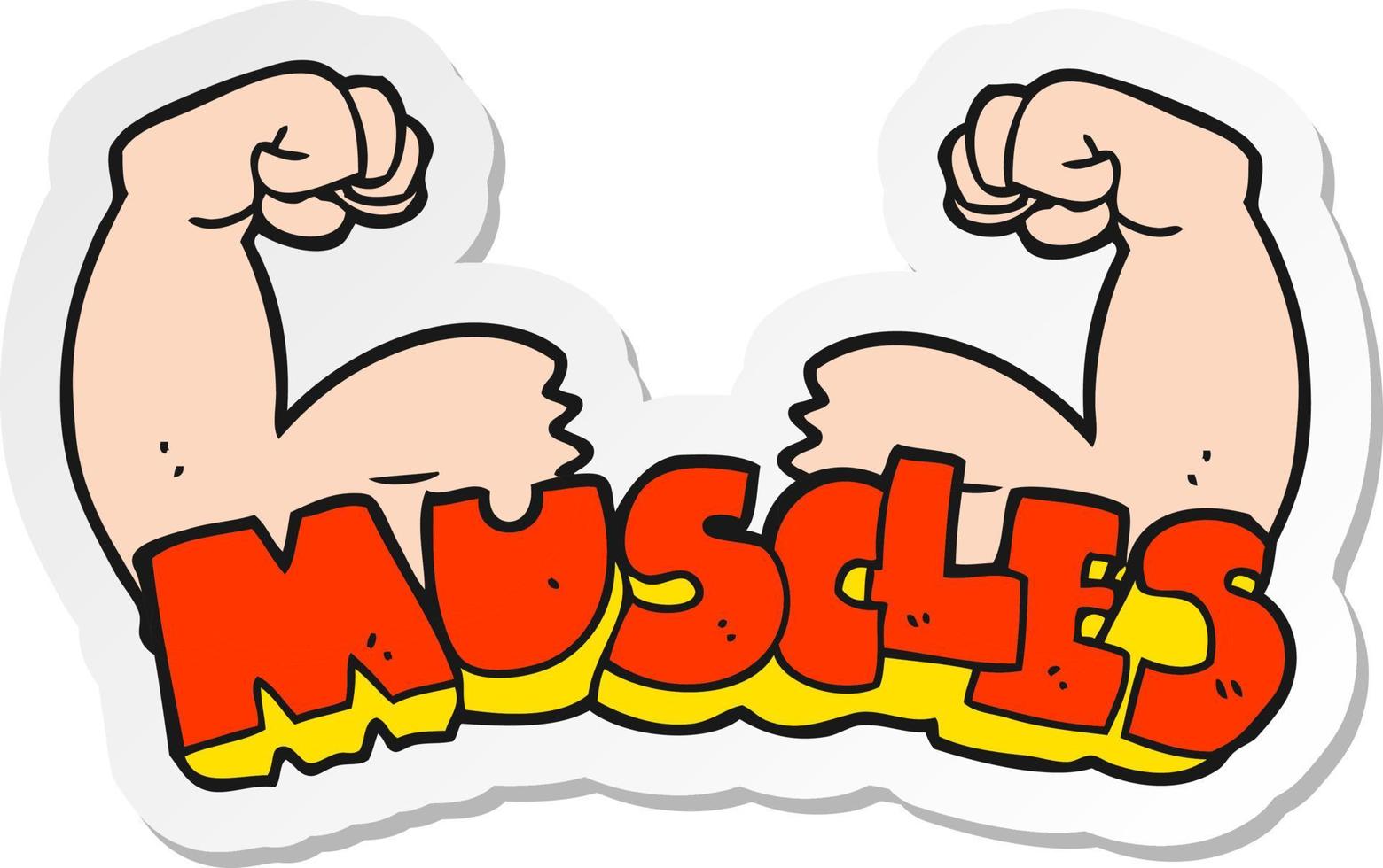sticker of a cartoon muscles symbol vector