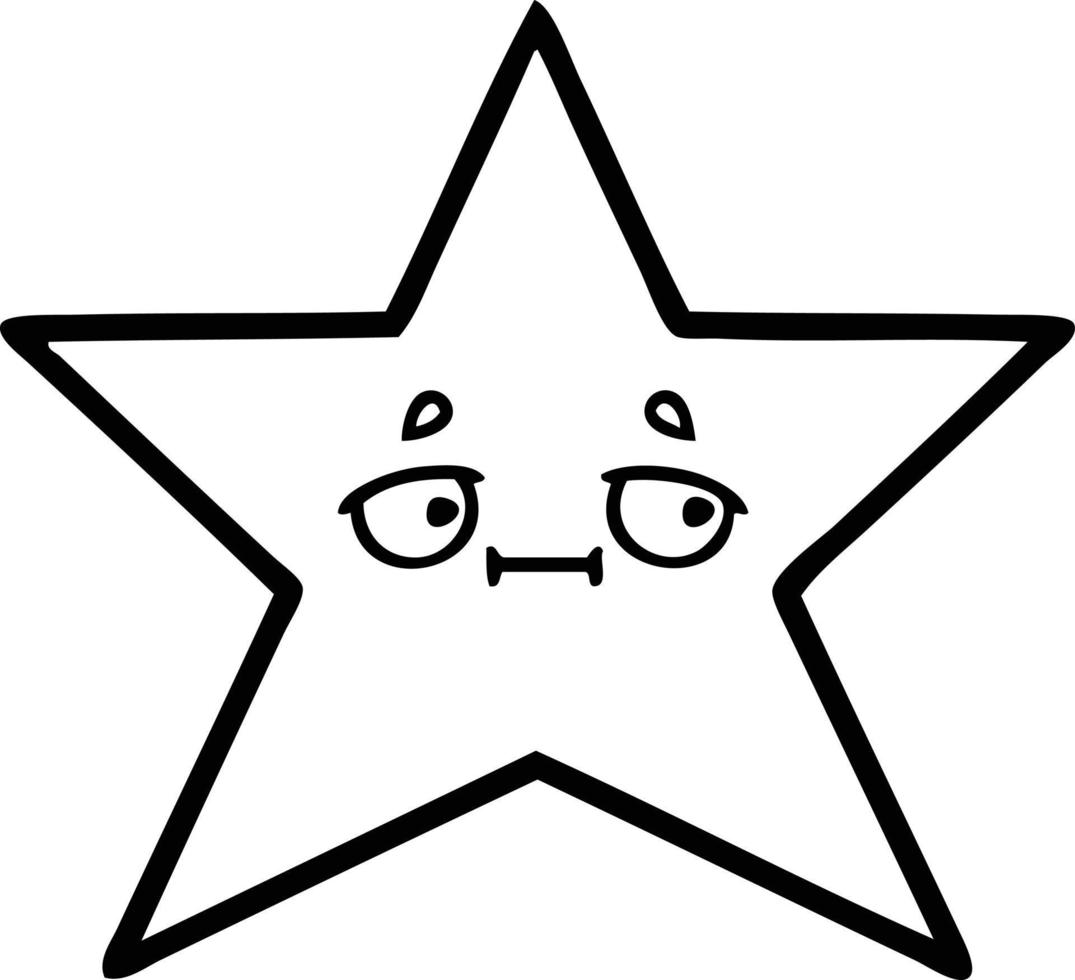 line drawing cartoon star fish vector