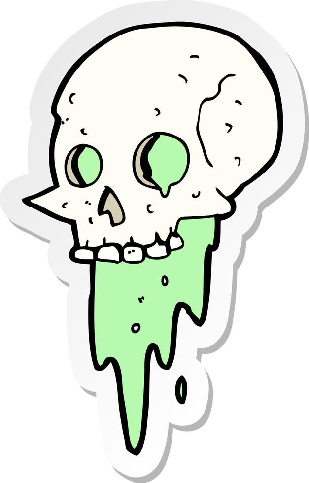 sticker of a gross halloween skull cartoon vector