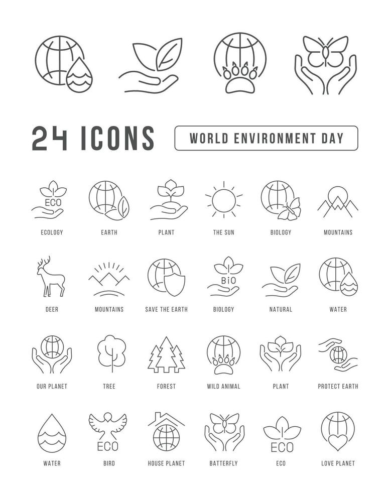 Vector Simple Icons of World Environment Day