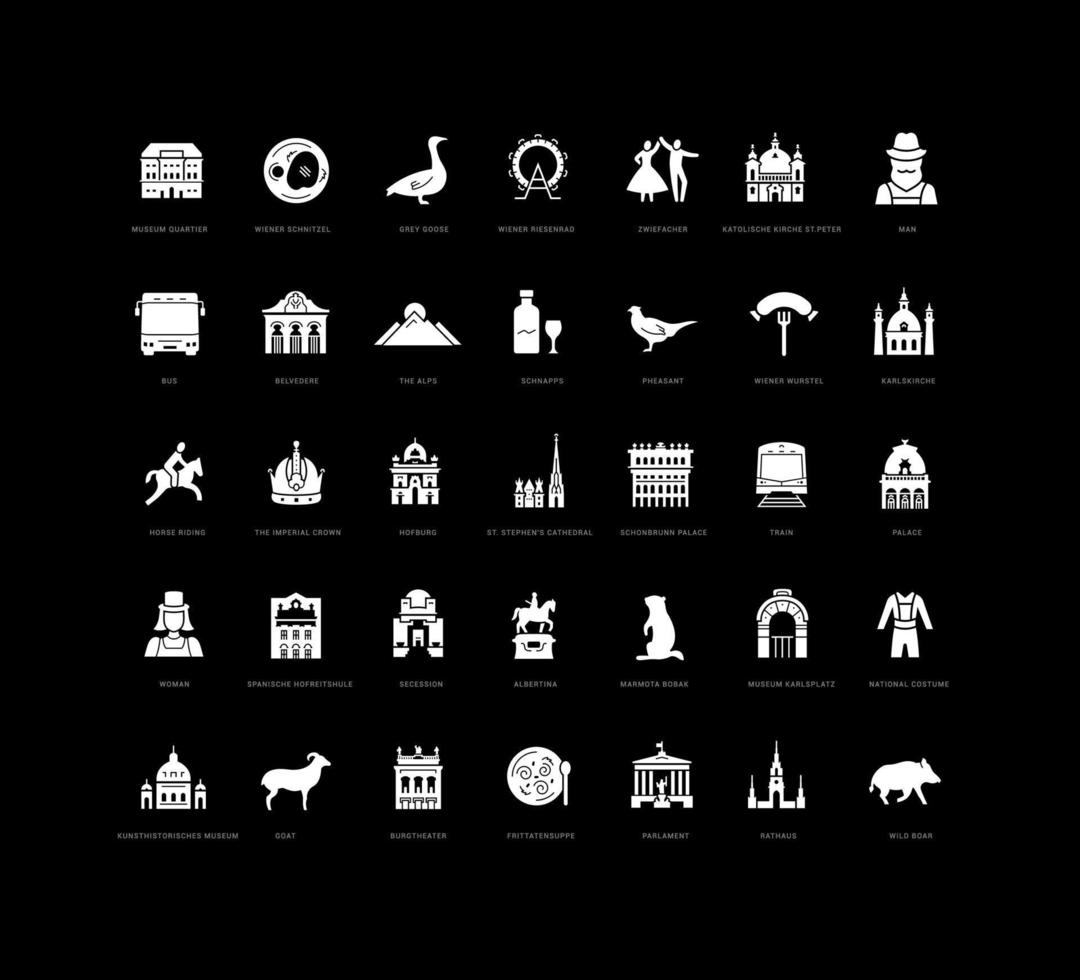Set of simple icons of Wien vector