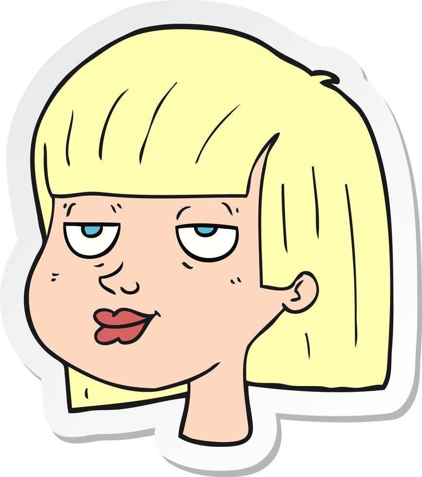 sticker of a cartoon female face vector