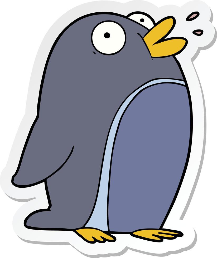 sticker of a cartoon penguin vector