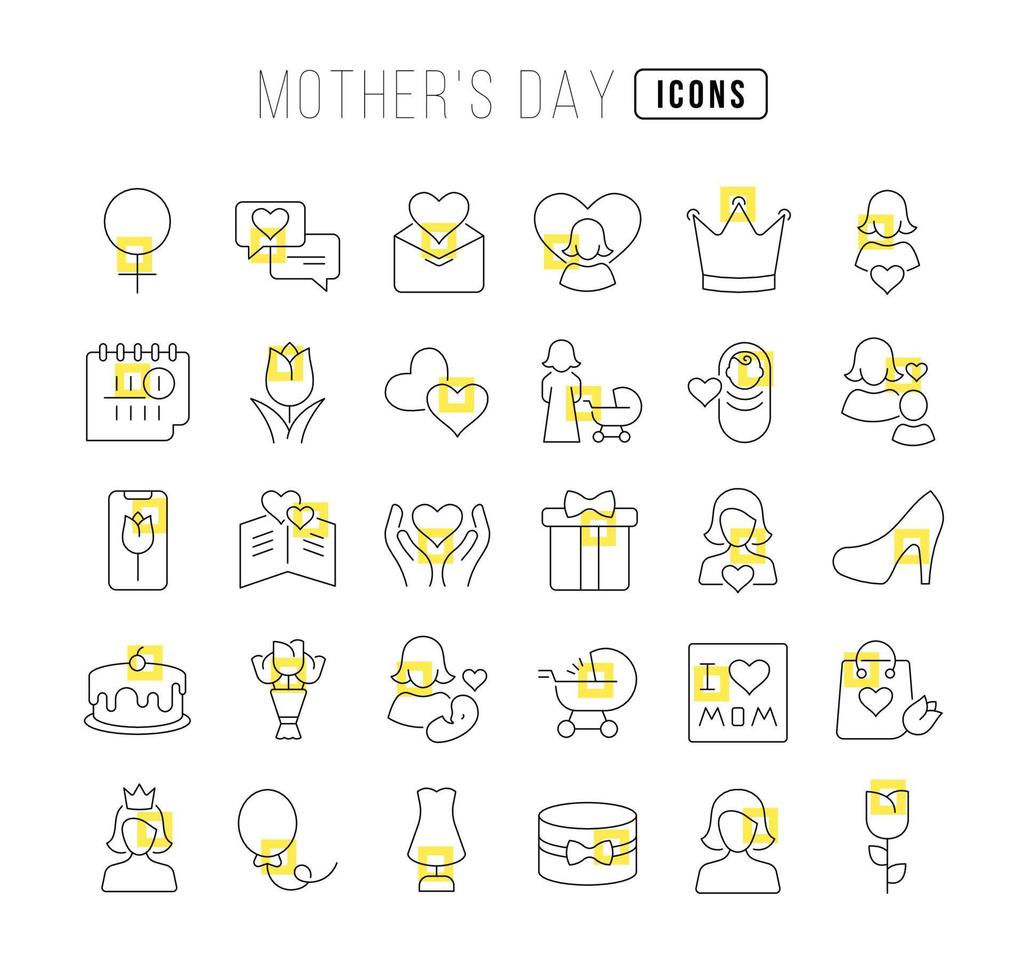 conjunto de iconos lineales del día de la madre vector