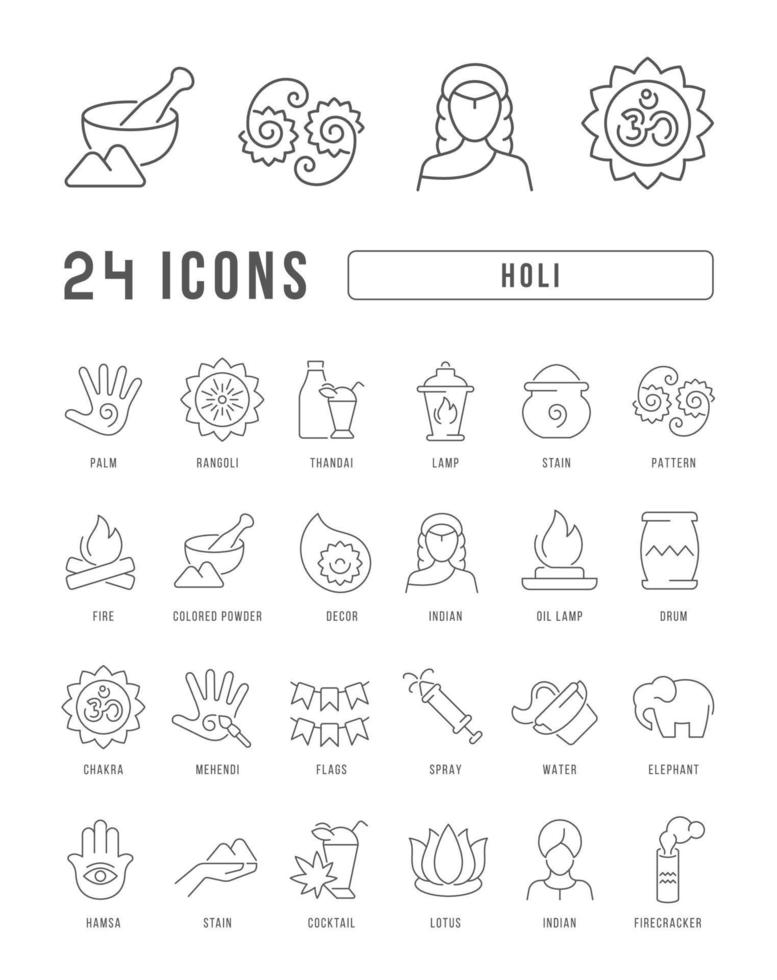 iconos de línea vectorial de holi vector