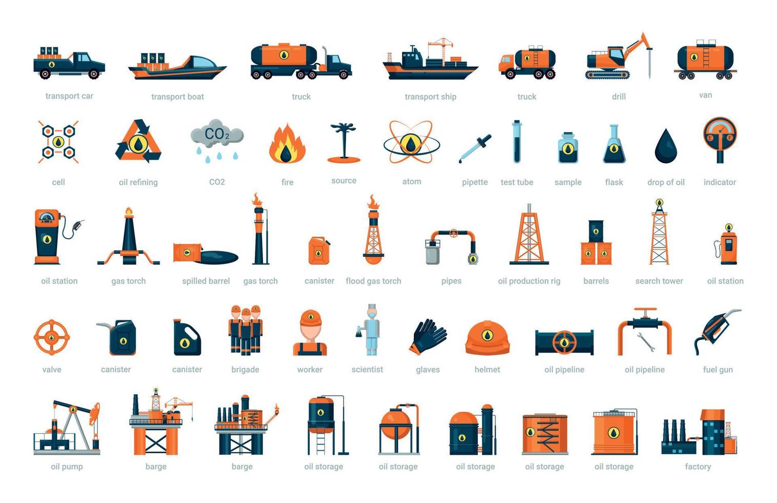 Set of Oil Industry vector