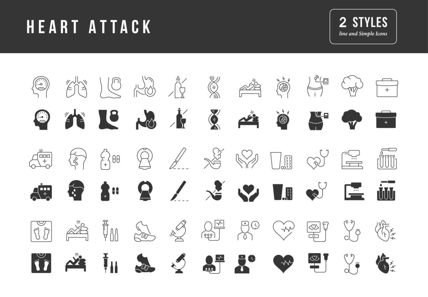 Set of simple icons of Heart Attack vector