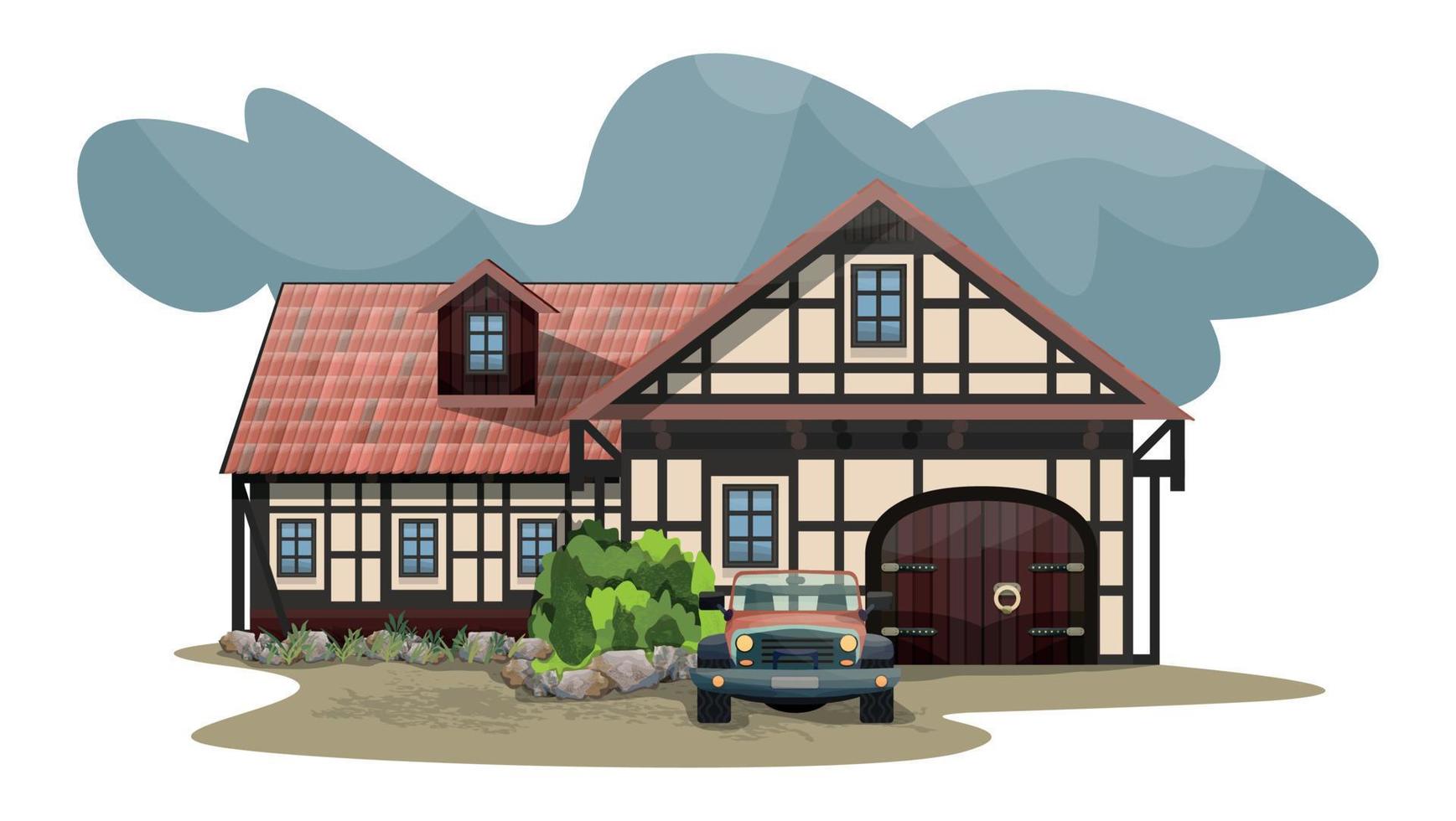 House in Half-Timbered Style vector