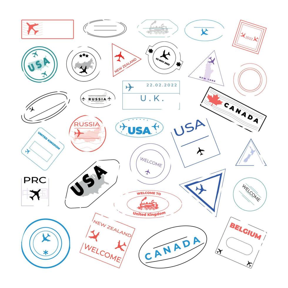 Travel Stamp Set 10562388 Vector Art at Vecteezy