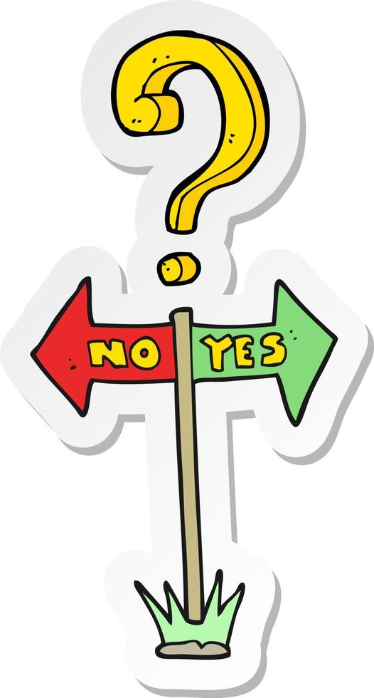 sticker of a cartoon yes and no sign vector