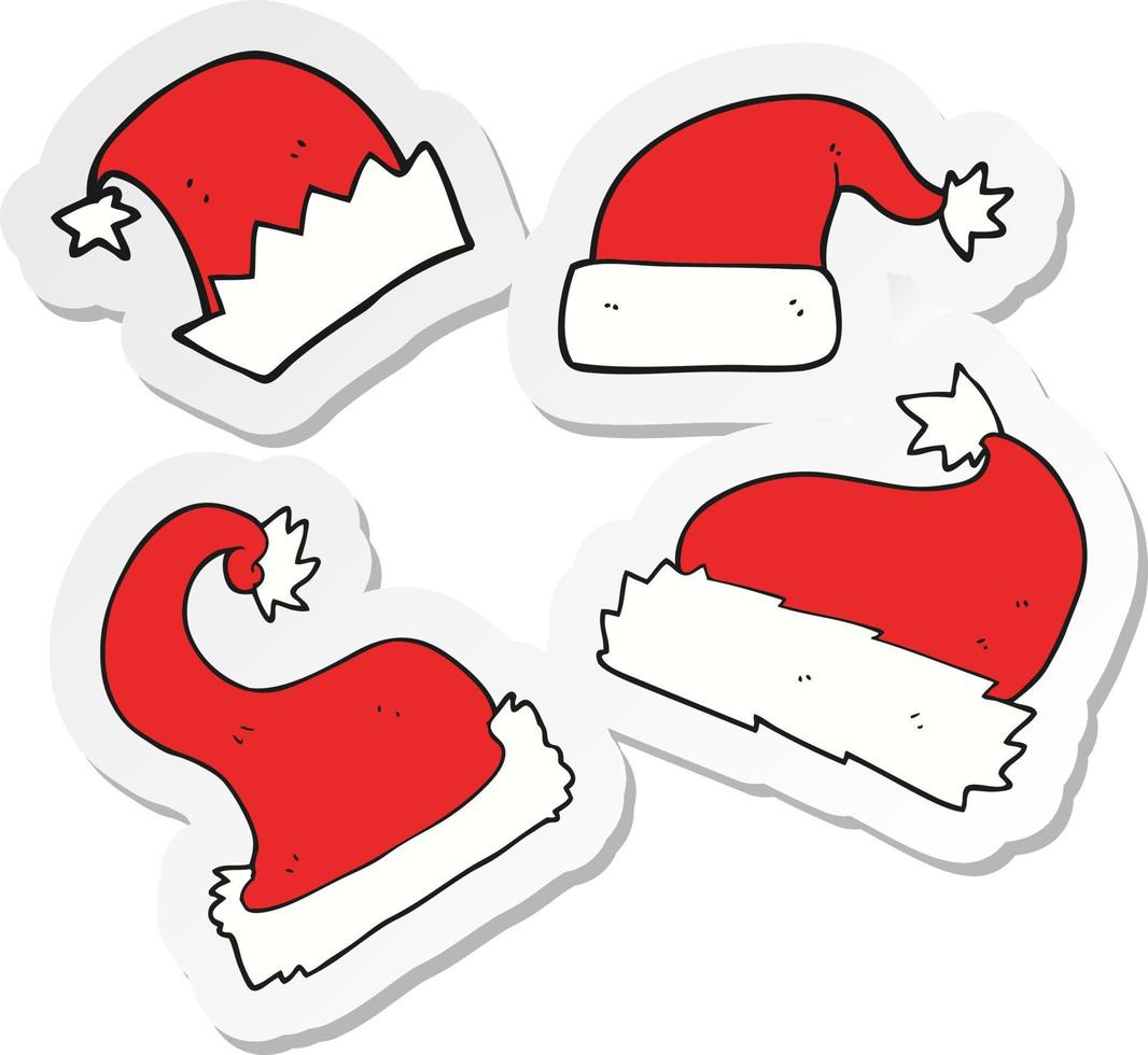 sticker of a cartoon christmas hats vector