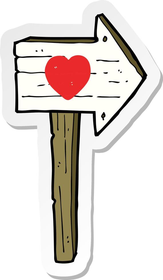 sticker of a cartoon love heart sign post vector