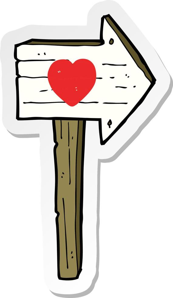 pegatina de un cartel de corazón de amor de dibujos animados vector