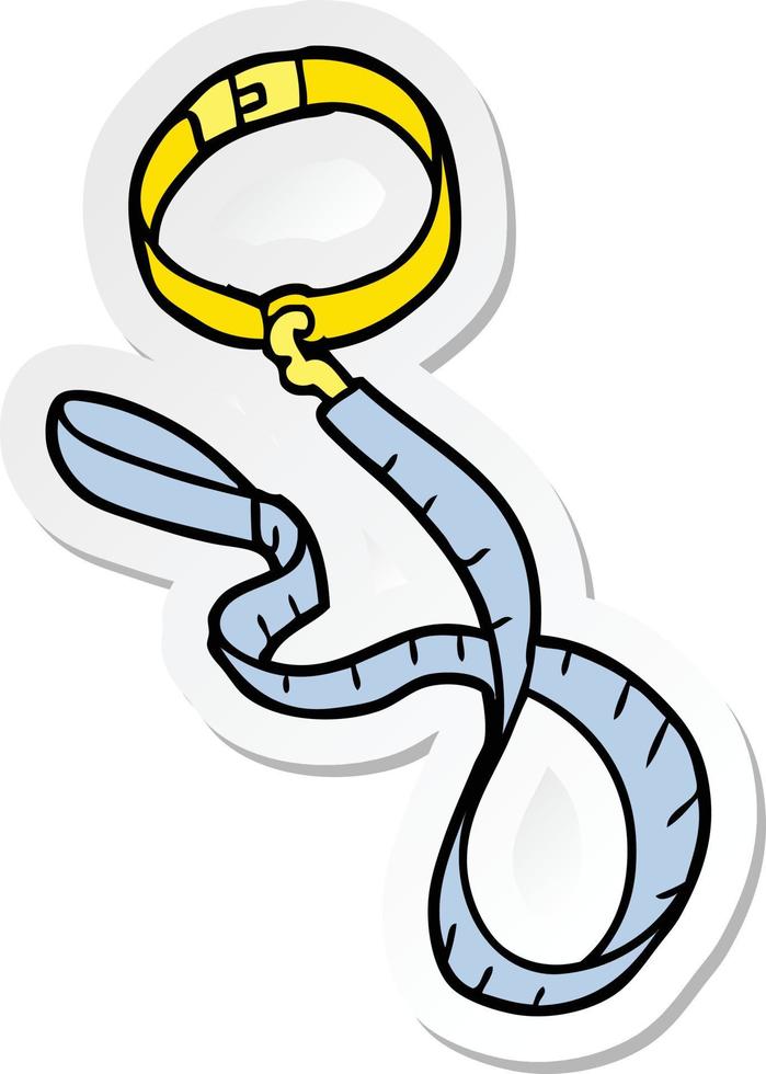 sticker of a cartoon dog collar and leash vector