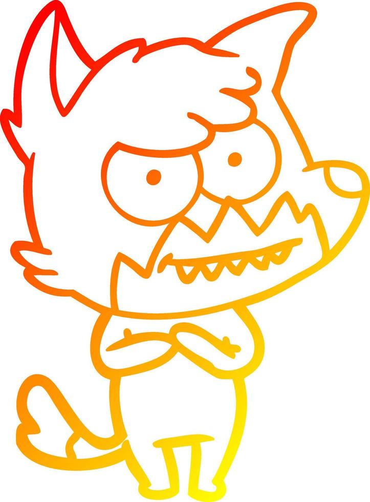 warm gradient line drawing cartoon grinning fox vector